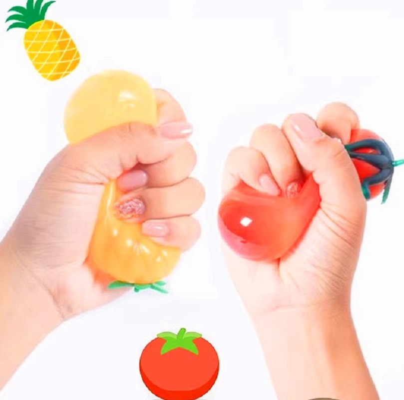 Kids Toys Play Egg - TPR Dekompresyon Meyve Yumurta Domates Turuncu