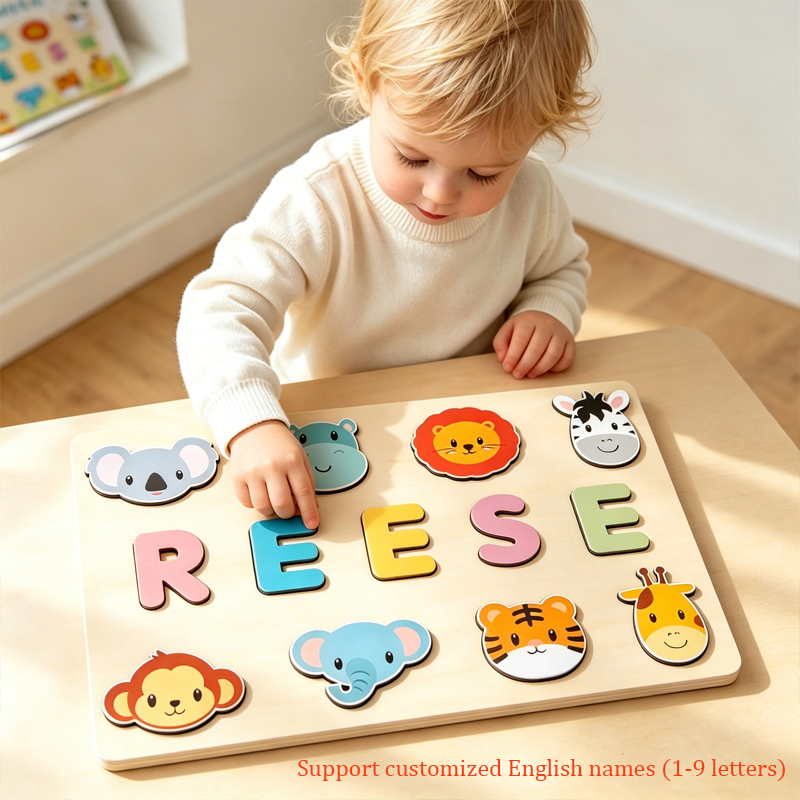 Kids Toys Names - Montessori Kişiselleştirilmiş Ahşap Bulmaca Özel Bebek