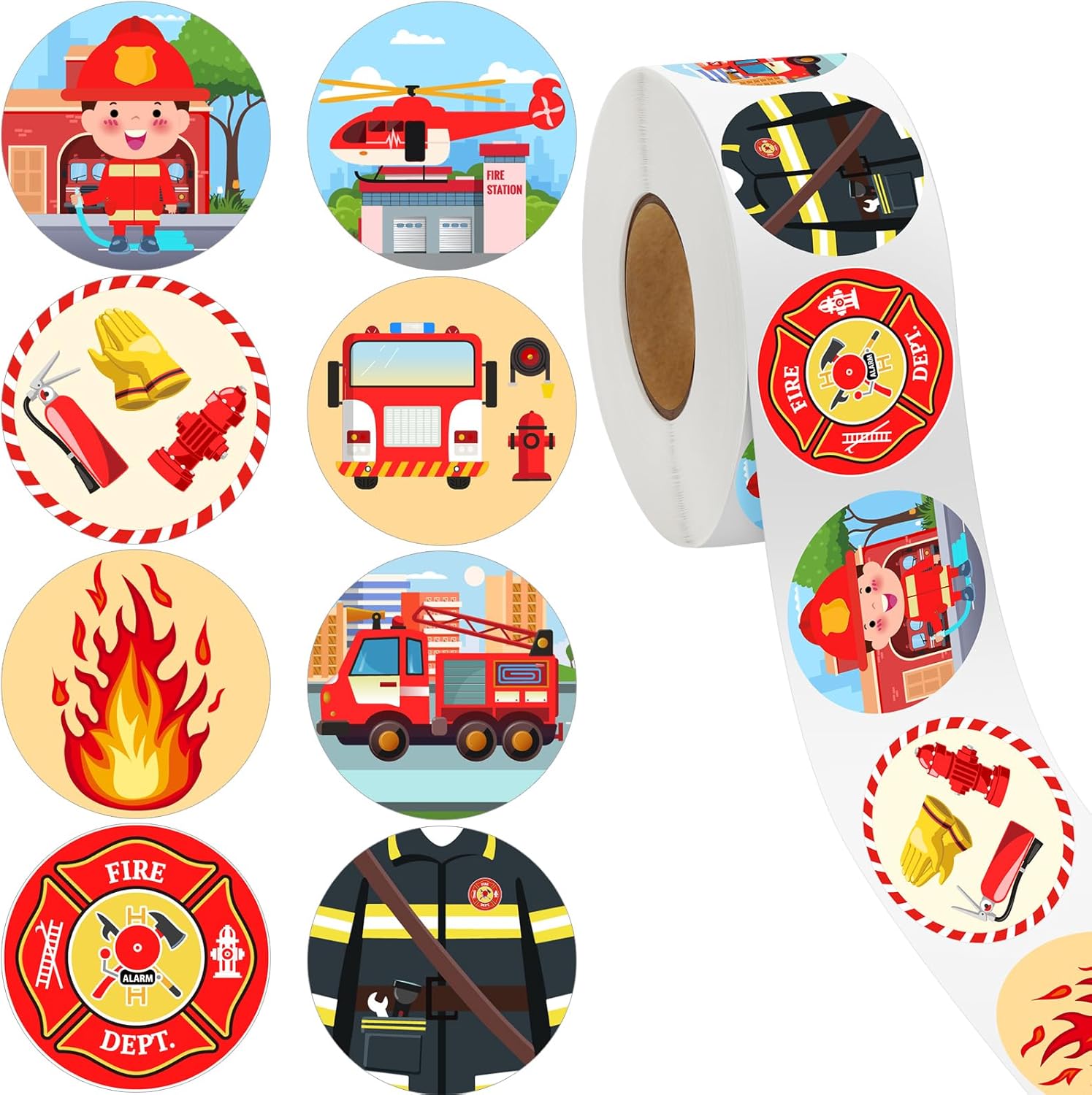Kids Toys Names - 500 adet polis çıkartmaları itfaiyeci etiketi