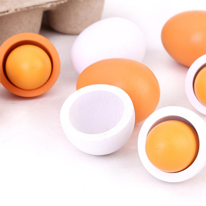 Kids Toys Play Egg - 6 Adet Mutfak Ahşap Yapay Yumurta