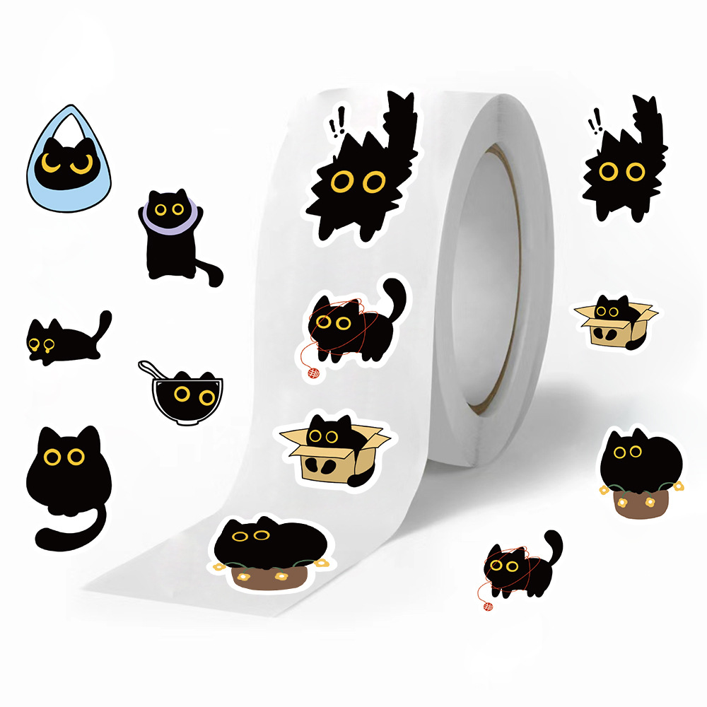 Kids Toys Names - 100-500 Adet Karikatür Kedi Rulo Çıkartmalar