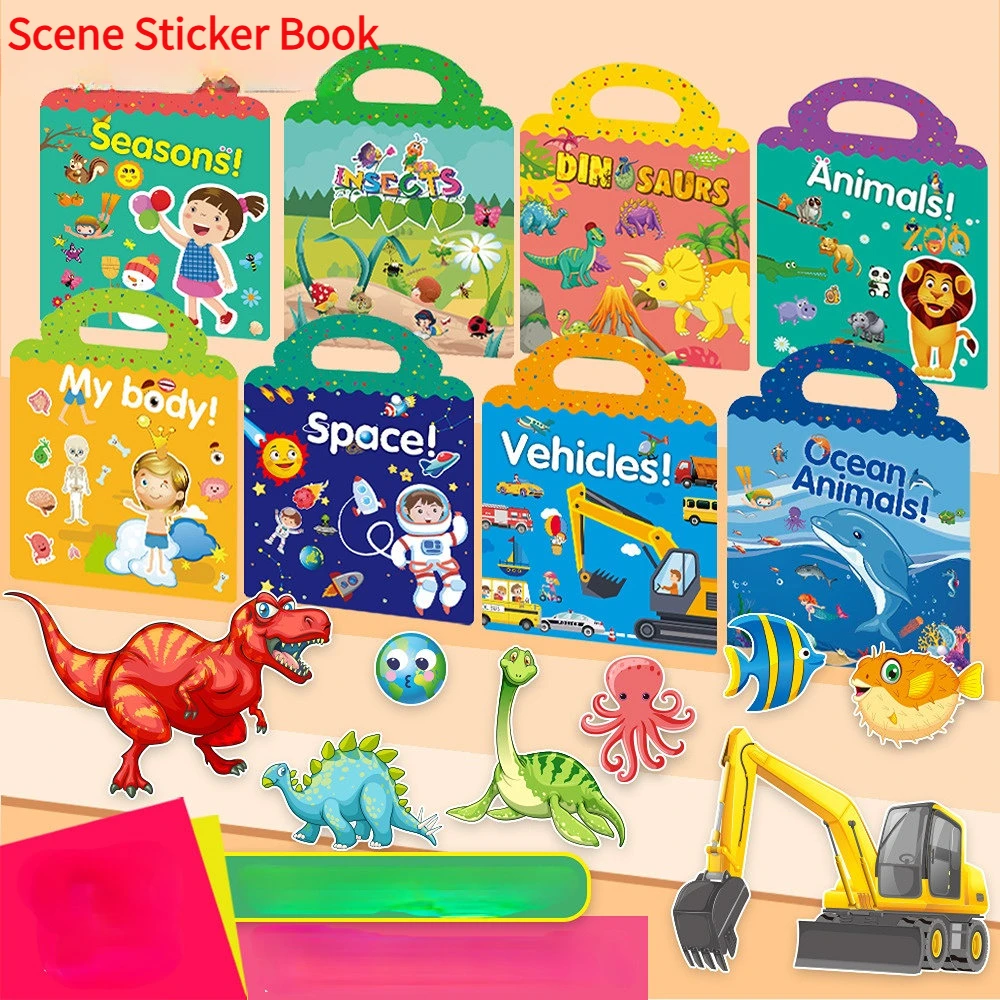 Kids Toys 10 Year Old - Çocuklar Yeniden Kullanılabilir çıkartma kitabı Çoklu